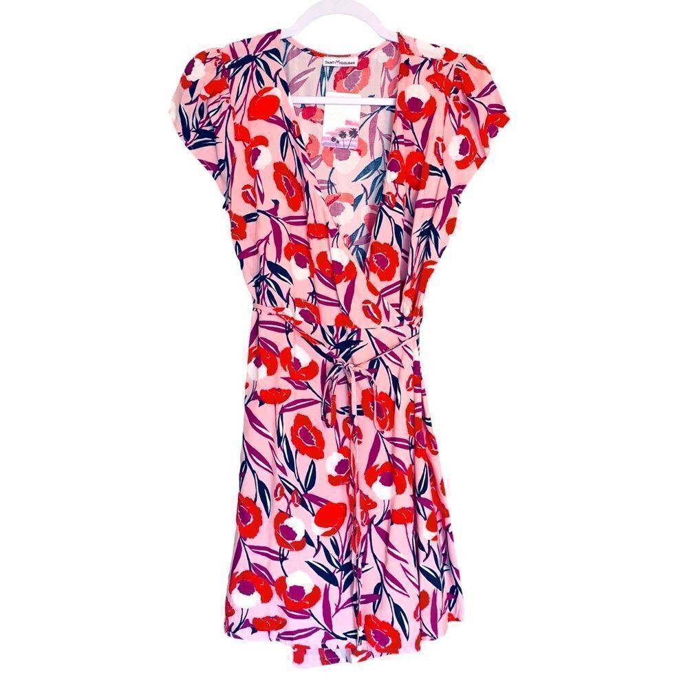 Dainty Hooligan Women’s Multicolor Wrap Short Sleeve Mini Dress Size Small NWT